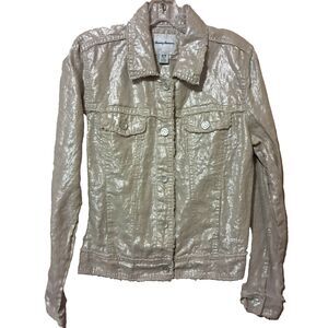 Tommy Bahama Two Palms Shimmer Linen Jacket Womens M Beige Metallic